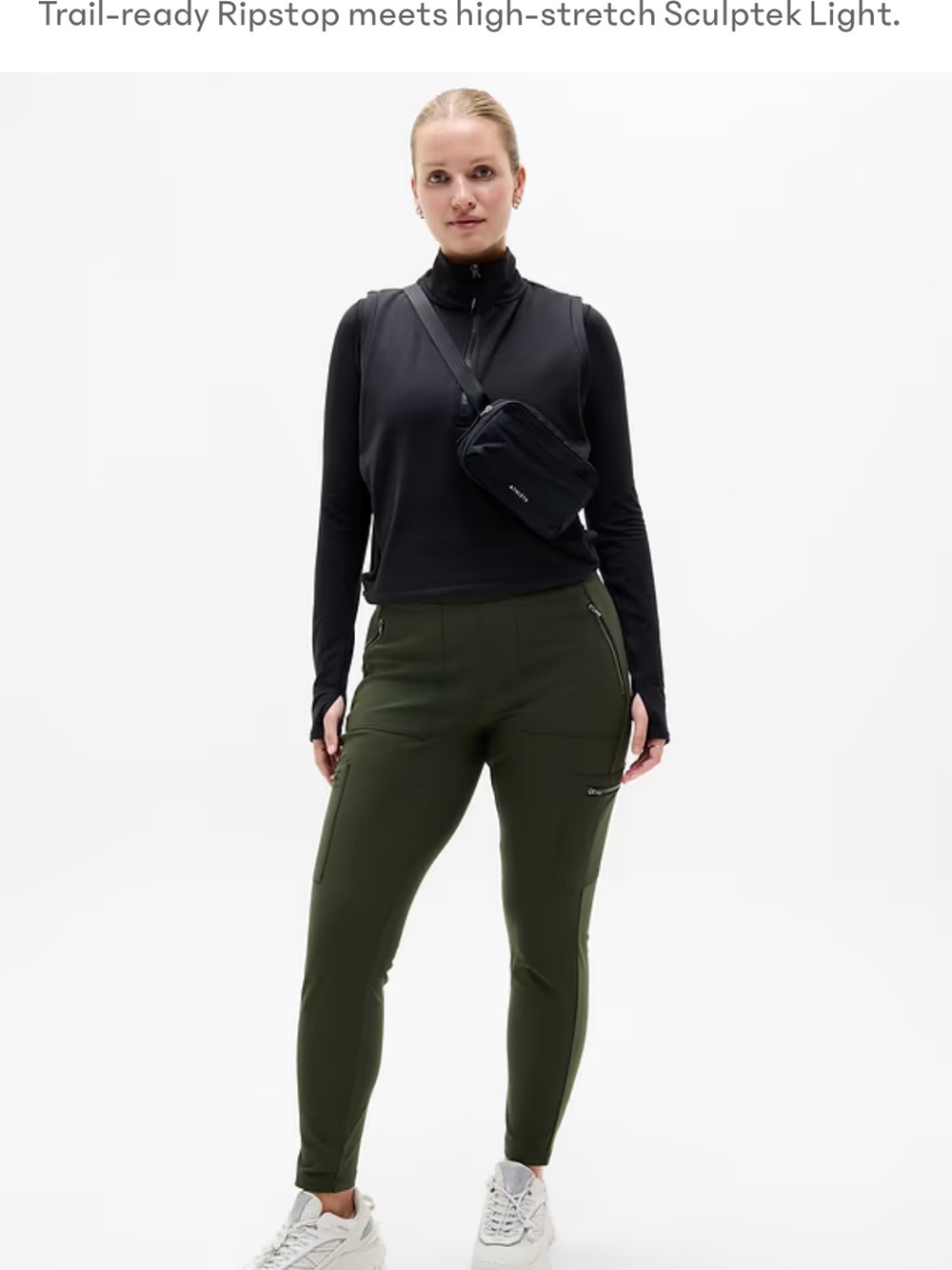 Athleta Headlands Hybrid Cargo Leggings - Sz 10 - Aspen Olive - Picture 9 of 10